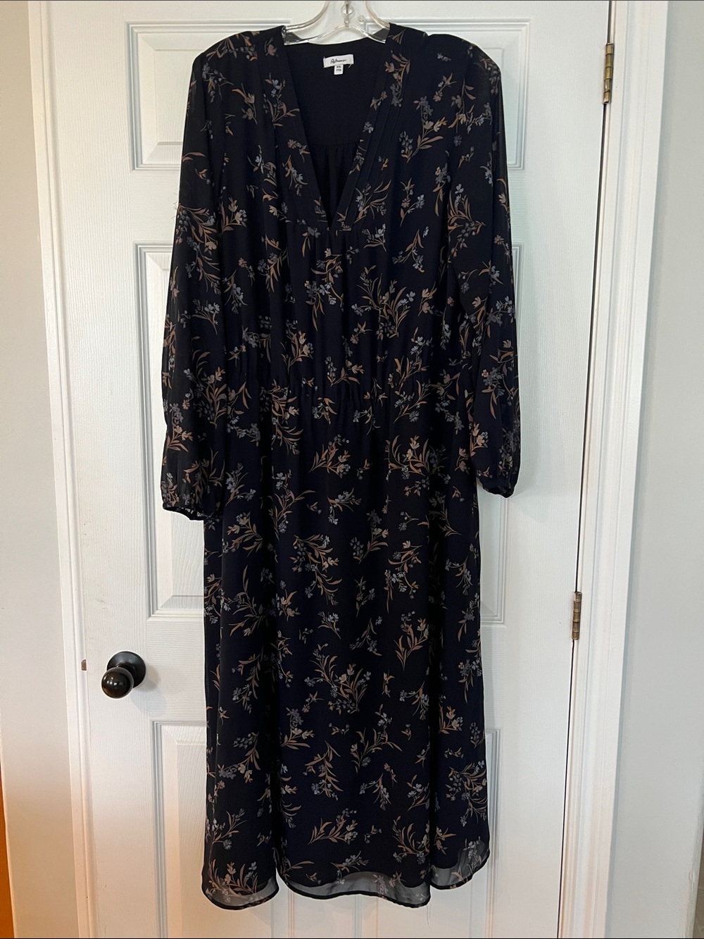 Reitmans Black Maxi Dress with Tan Floral Print